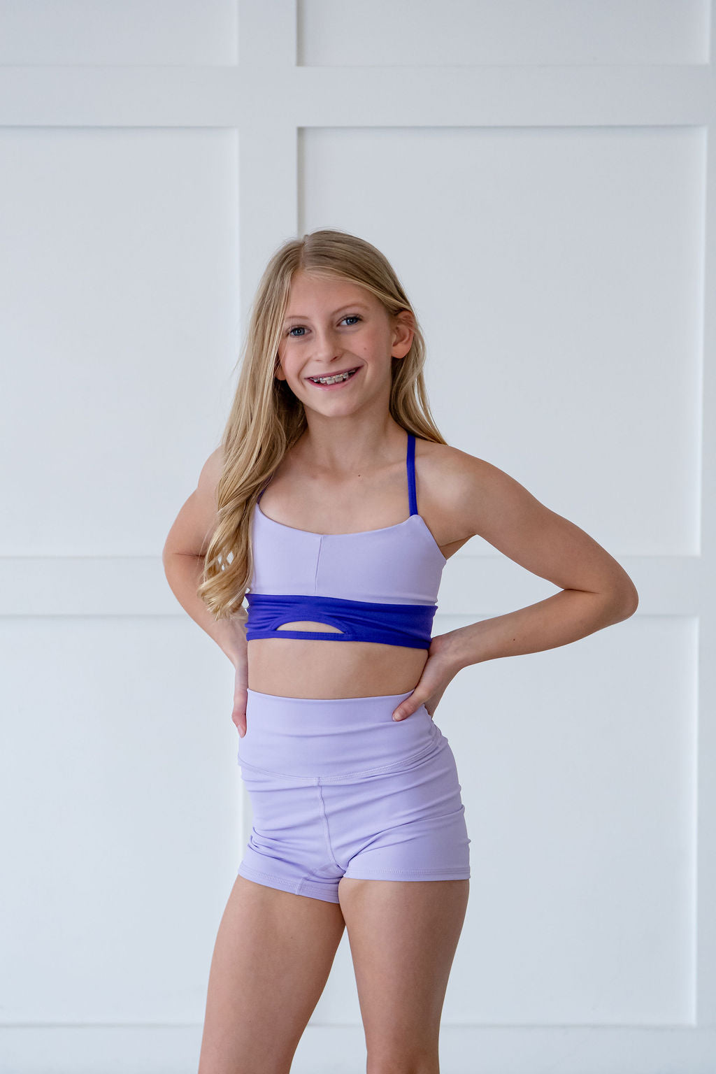 Light purple and purple cutout dance top color variant | Pivot Dancewear